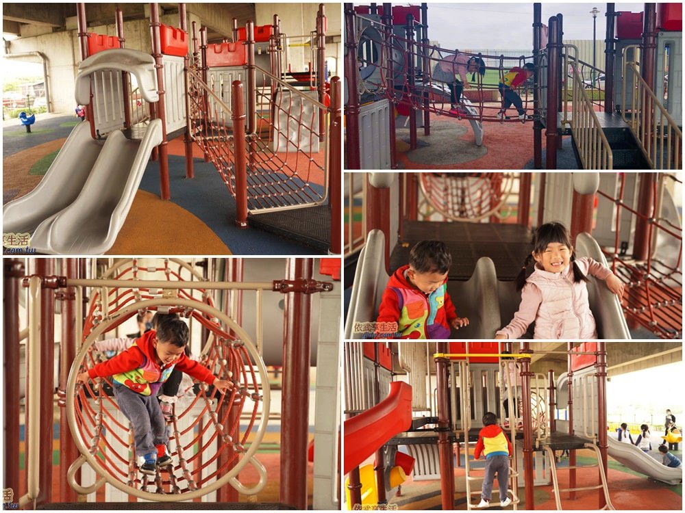 桃園國2橋下兒童冒險公園城堡攀爬網溜滑梯區