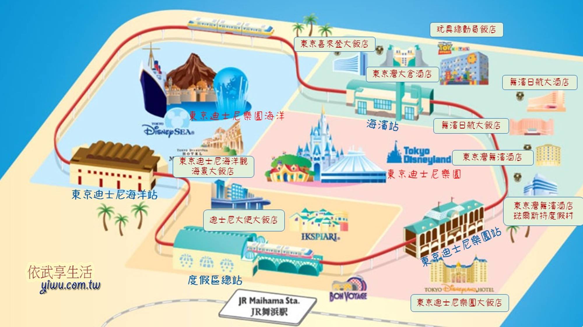東京迪士尼飯店住宿地圖