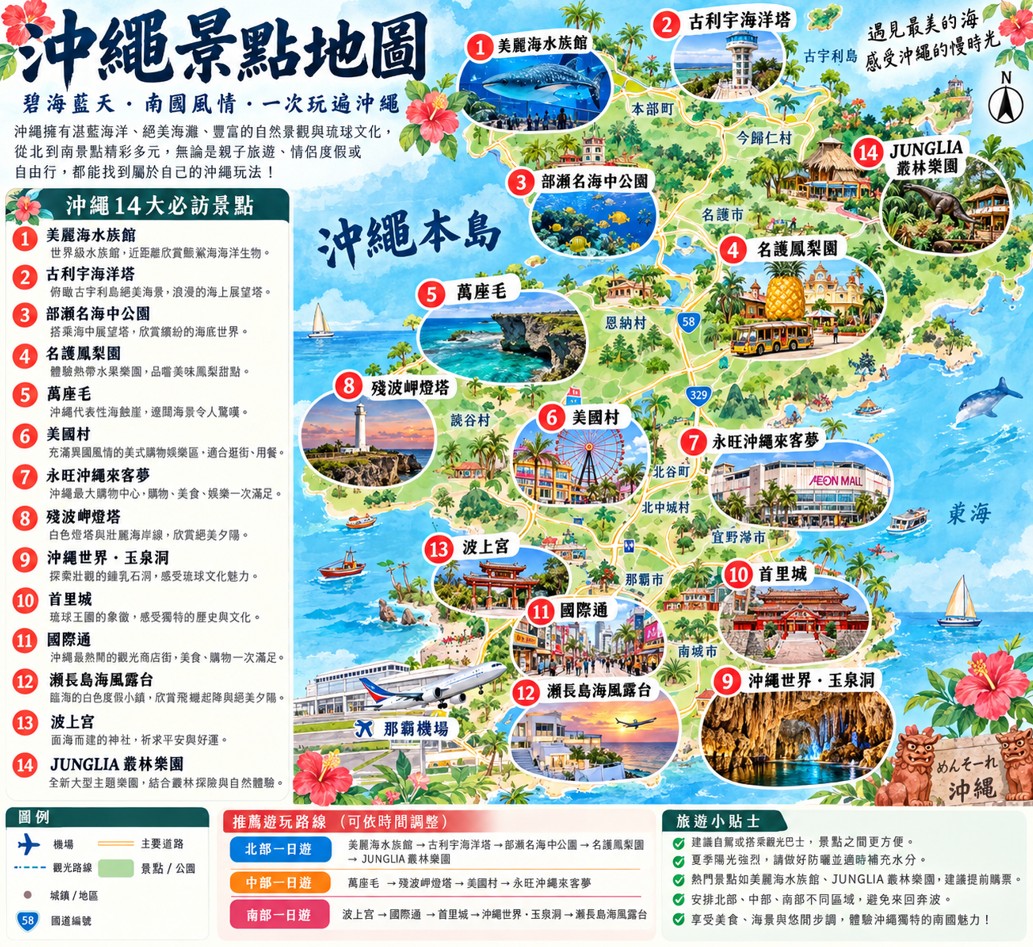 沖繩景點地圖 沖繩景點地圖